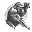 silverback gorilla with a weapon above his head tattoo design idea