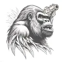 silverback gorilla with a weapon above his head tattoo design idea