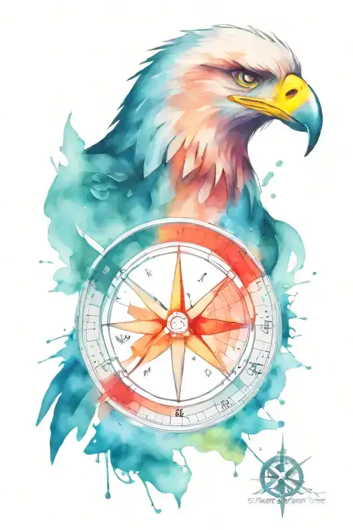 eagle head compass tattoo design idea