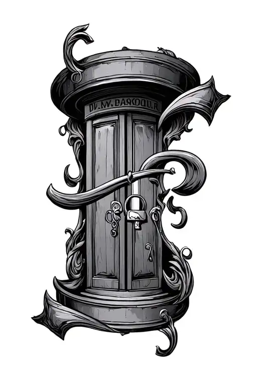 "DKWJ.R." Doors and Locks tattoo design idea