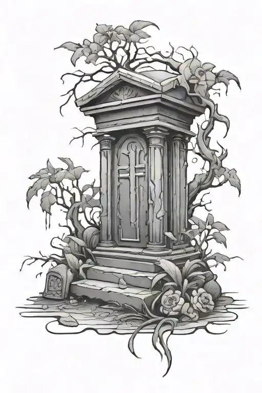 tomb stone tattoo design idea