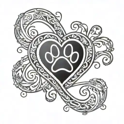 infinity dog paw print semi colon heart tattoo design idea