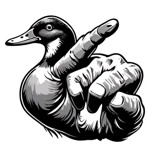 duck flipping middle finger tattoo design idea