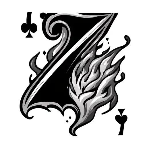 A poker card, 7 of heart with the bottom of the card that takes fire and each heart of the tear card tattoo design idea