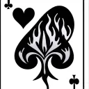 A poker card, 7 of heart with the bottom of the card that takes fire and each heart of the tear card tattoo design idea