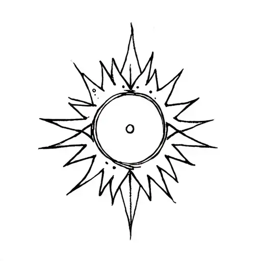 I want a 6-pointed sun, the center with the metaphor of time passing, and a star that orbits everything tattoo design idea