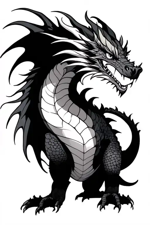 Dragon full body similar to haku from spirited away tattoo design idea