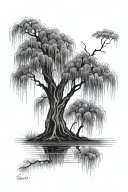 weeping willow tree tattoo design idea