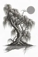 weeping willow tree tattoo design idea