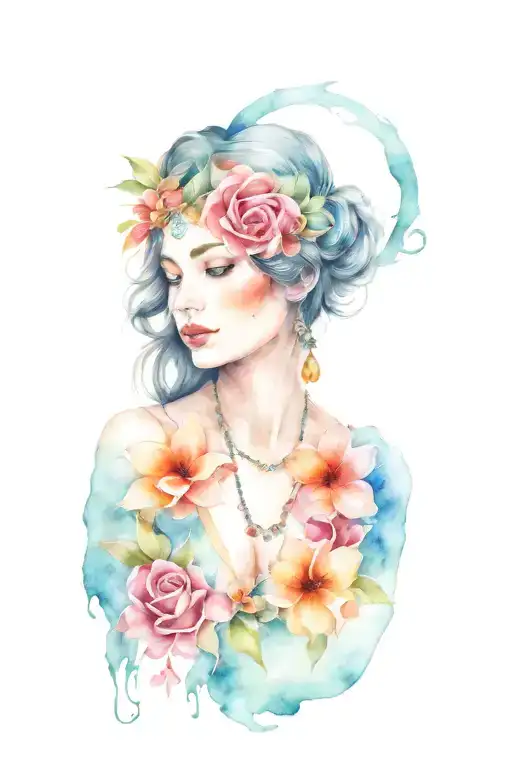 gypsy woman watercolor tattoo tattoo design idea