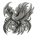 Phoenix Wing, Hellfire Infused, Mirror reflecting tattoo design idea