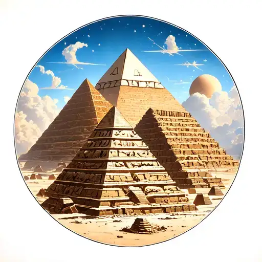 Pyramids inside a circle tattoo design idea