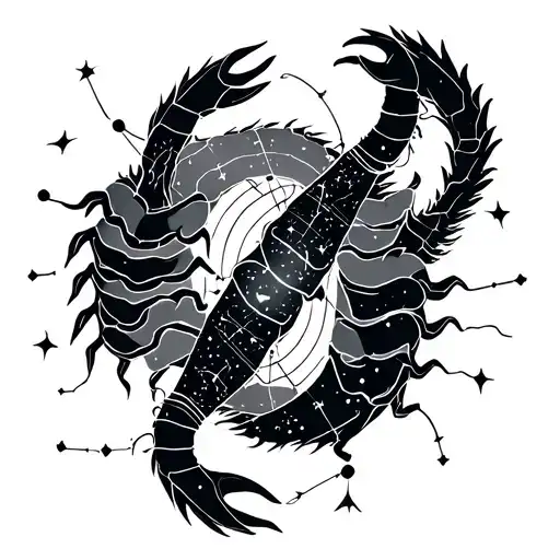 Sagittarius And Scorpio constellation intertwined tattoo design idea