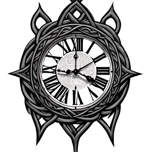 Celtic trinity knot clock face tattoo design idea