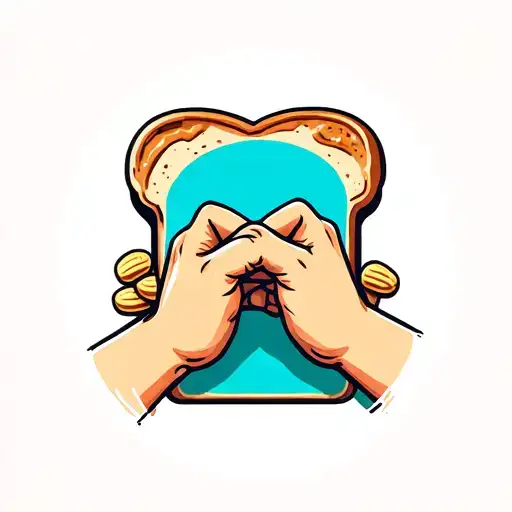 piece of bread with peanut butter and two hands making a pinky promise  tattoo design idea