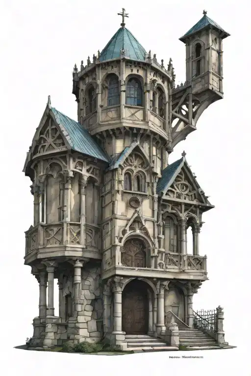 religious architecture from medieval times tattoo design idea