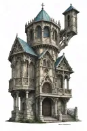 religious architecture from medieval times tattoo design idea