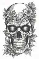 skull face pretty shadows projected tattoo design idea