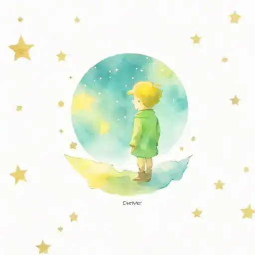the little prince looking at the starry sky tattoo design idea