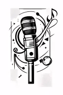 music and gaming symbols and microphone intertwined tattoo design idea