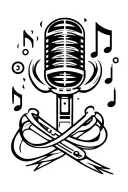 music and gaming symbols and microphone intertwined tattoo design idea