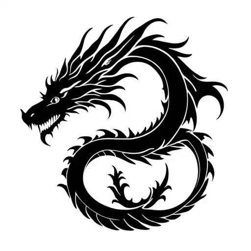 Aquarius dragon water vase air element swirling tattoo design idea