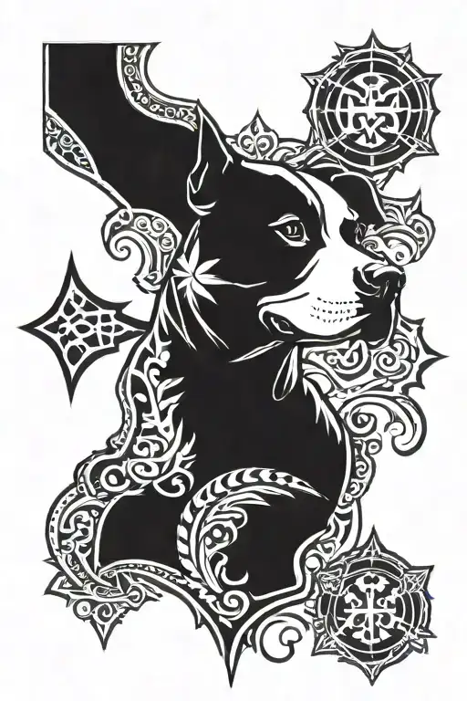 Croatia, pitbull, weed, catholic cross, mma boxing kickboxing mauy tuay tattoo design idea