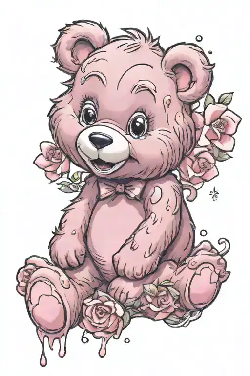care bear pink tattoo design idea