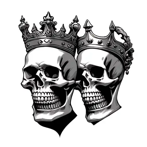 skull king and queen chess piece tattoo design idea