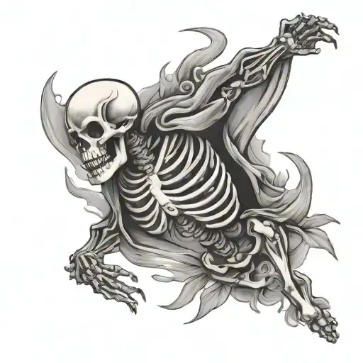 traditional American tattoo of skeleton running tattoo design idea