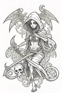 grim reaper chick tattoo design idea