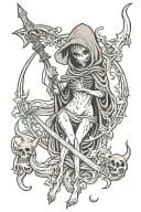 grim reaper chick tattoo design idea