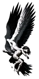 Icarus falling from the sky tattoo design idea