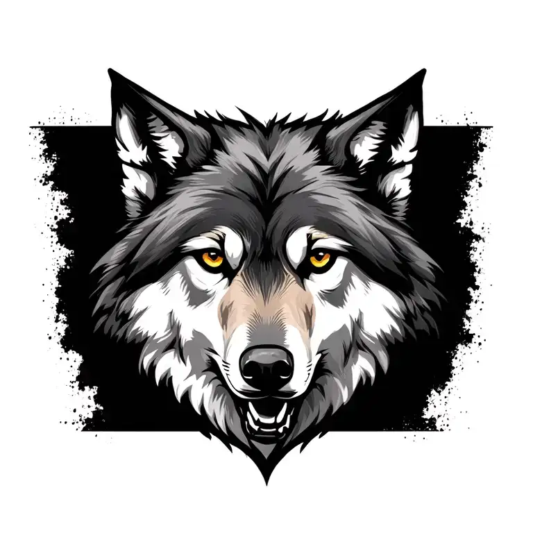wolf head tattoo design idea