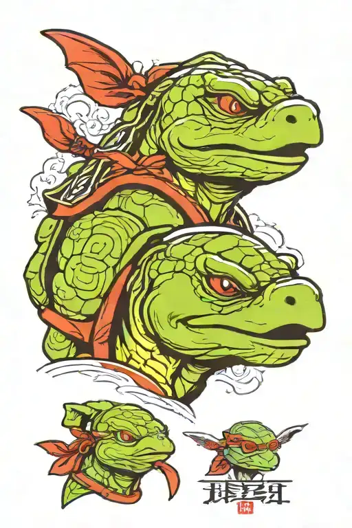 Raphael Teenage Mutant Ninja Turtle head tattoo design idea