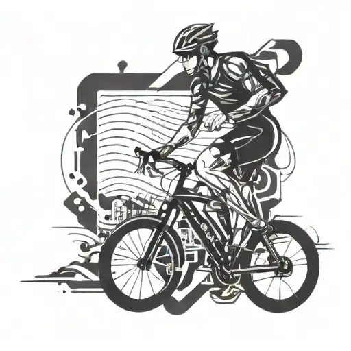 Incorporate elements of a triathlon (swimming, biking, running) into a dynamic and interconnected design tattoo design idea