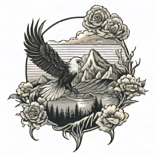 blue ridge mountains rising Phoenix tattoo design idea