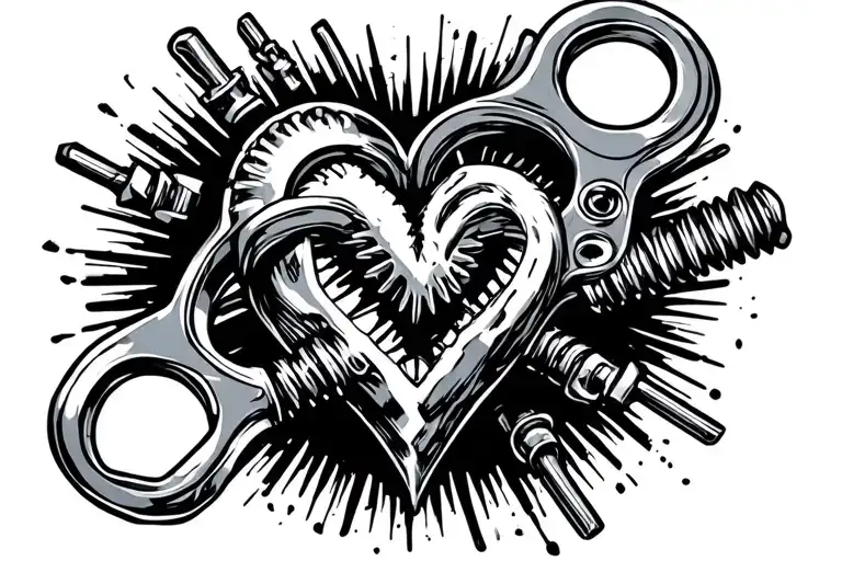 "Hot connecting rod, cold heart" mechanics tattoo design idea