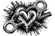 "Hot connecting rod, cold heart" mechanics tattoo design idea