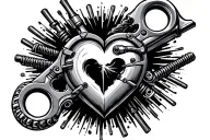 "Hot connecting rod, cold heart" mechanics tattoo design idea