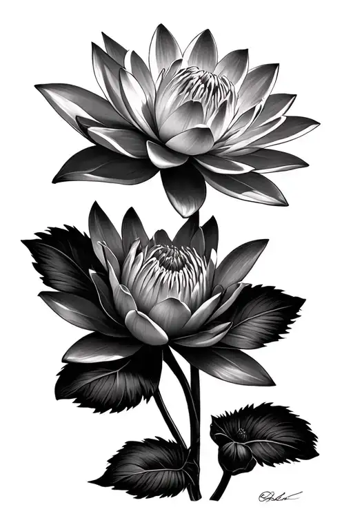 Water Lily And Larkspur tattoo design idea