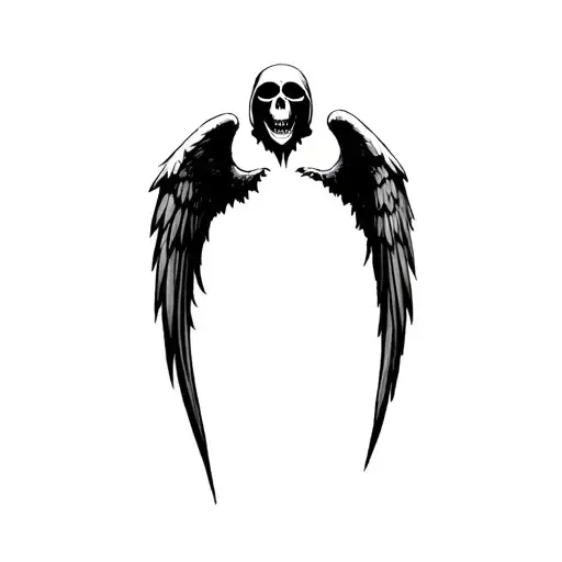 Grim Reaper fallen Angel wings tattoo design idea