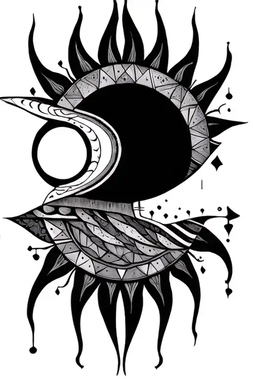 sun and geo patern inspired by sandevistan tattoo design idea