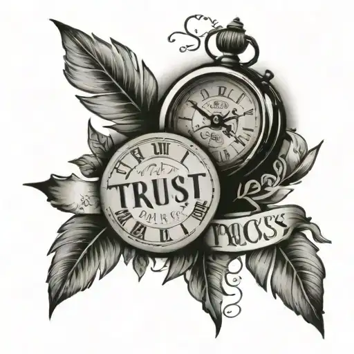 trust the process written in clock tattoo design idea