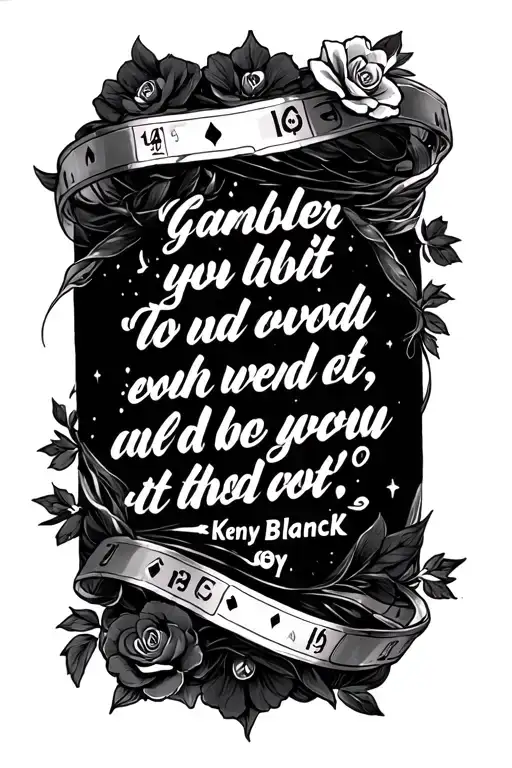 quote from the song the gambler lyrics by Kenny tattoo design idea