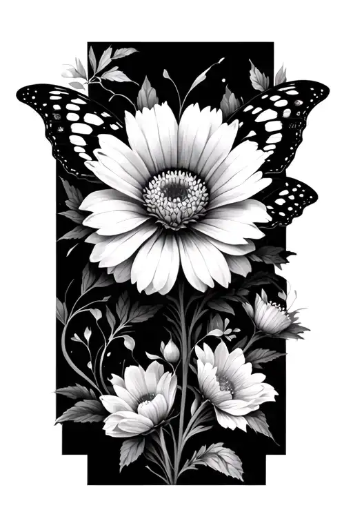 Virgo flower butterfly fade effect tattoo design idea