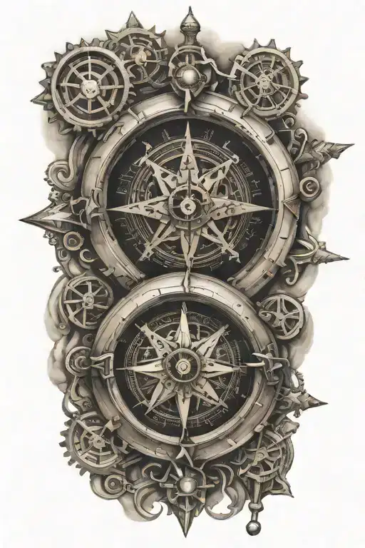 steam punk nautical compass suicide survivor symbol tattoo design idea