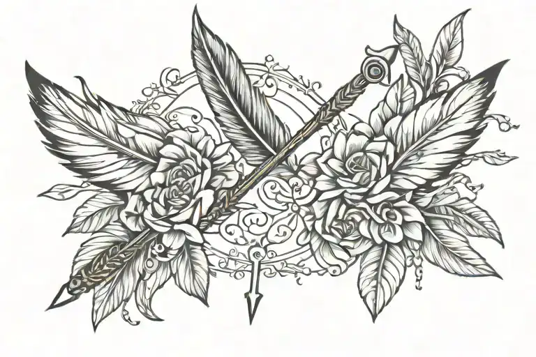 feather arrow with soul sisters tattoo design idea