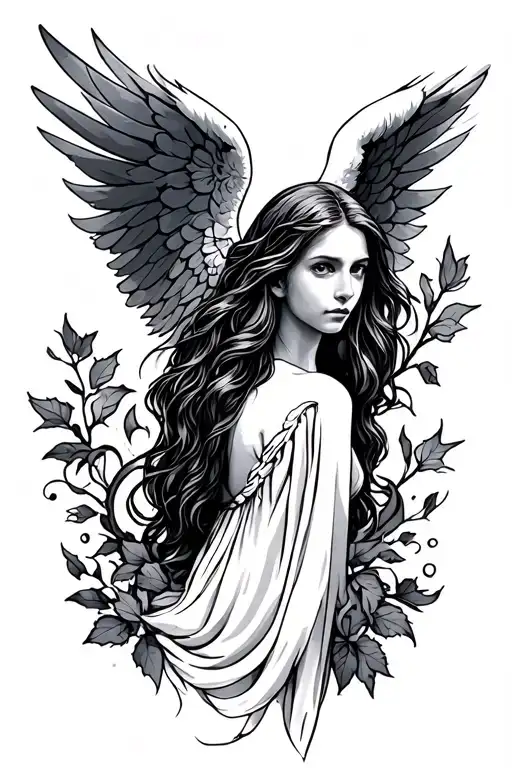 fall angel tattoo design idea