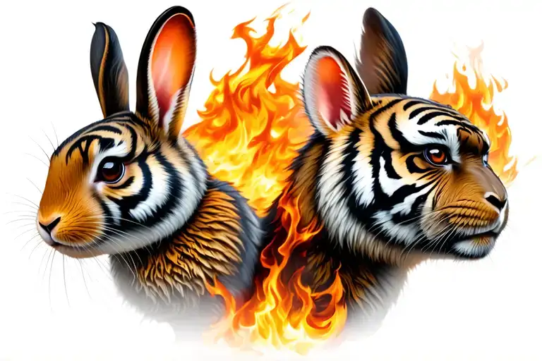 rabbit fire, tiger fire, monkey fire, mouse metal tattoo design idea